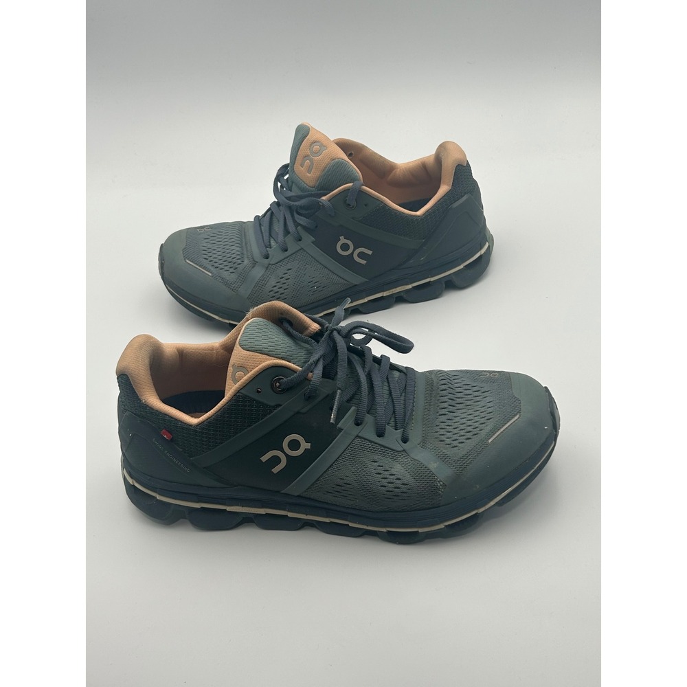 On Running Cloudflyer Womens 8.5 Dark Teal Peach Running Shoes Sneakers